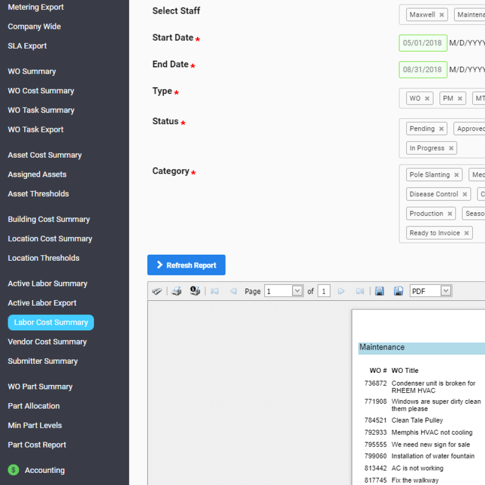 screenshot of Eagle CMMS